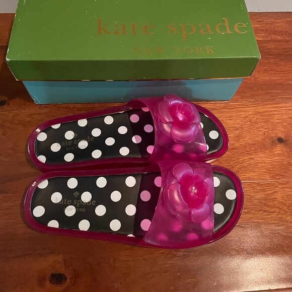 Kate Spade Pink Jelly Slides - Sz 10 - Picture 3 of 4